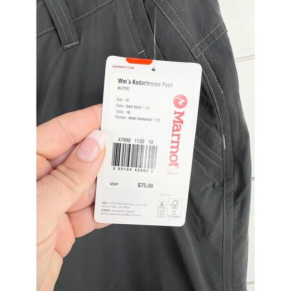 Marmot Kodachrome Gray Belt Loops Front Pockets Womens Pants Size 10 Dark Steel - Picture 7 of 13